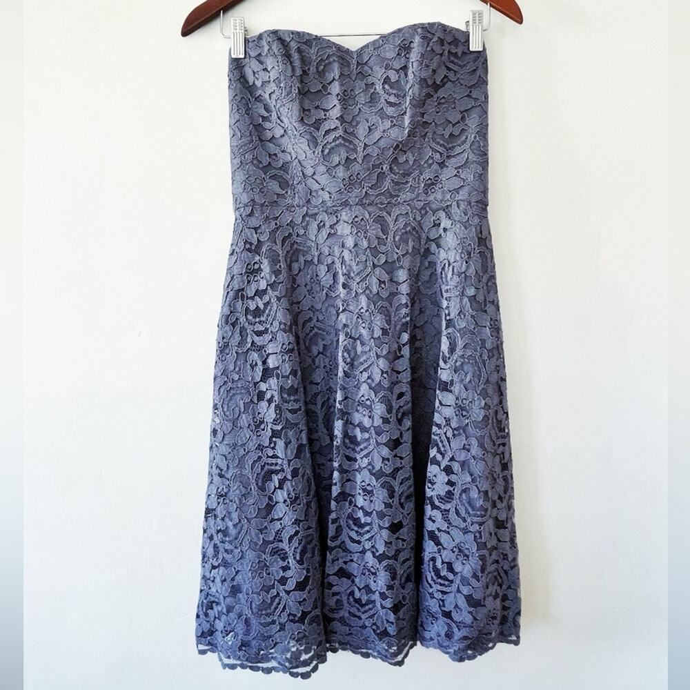 Davids Bridal Strapless Lace Dress Gray Size 6 EUC